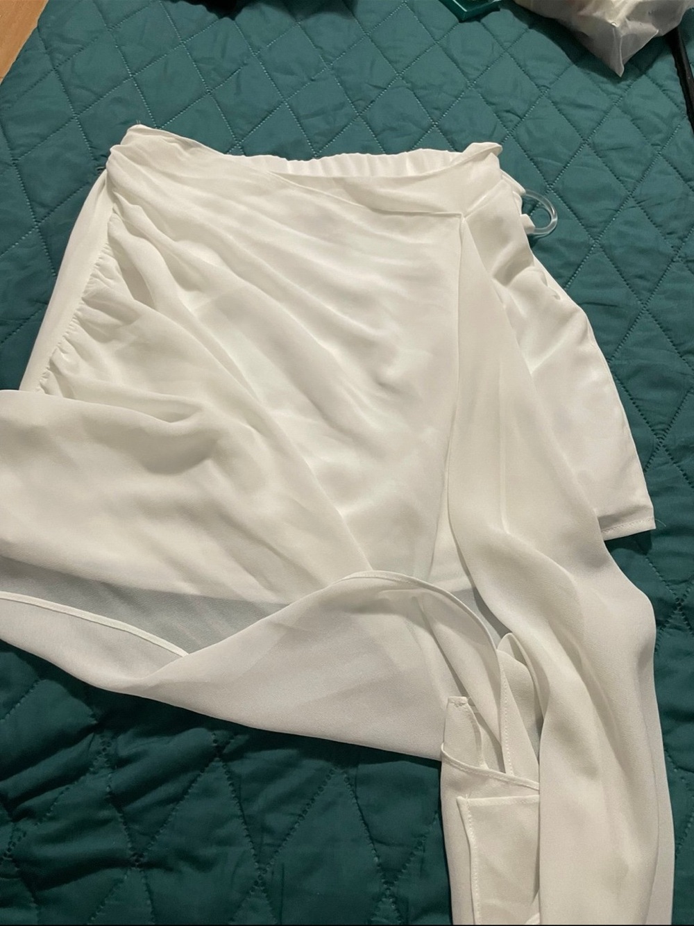 Forever 21 White Asymmetrical Wrap Skirt